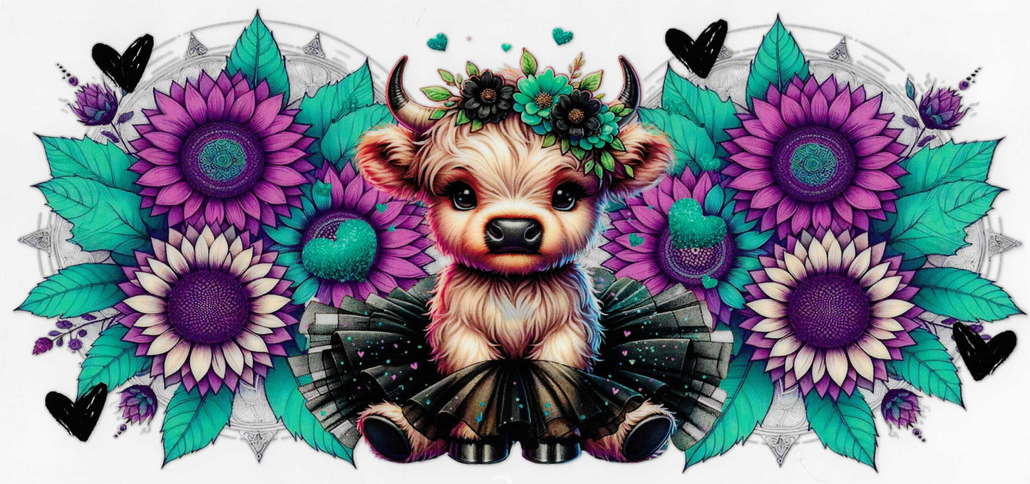 Teal and Purple Tutu Highland Cow