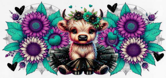 Teal and Purple Tutu Highland Cow