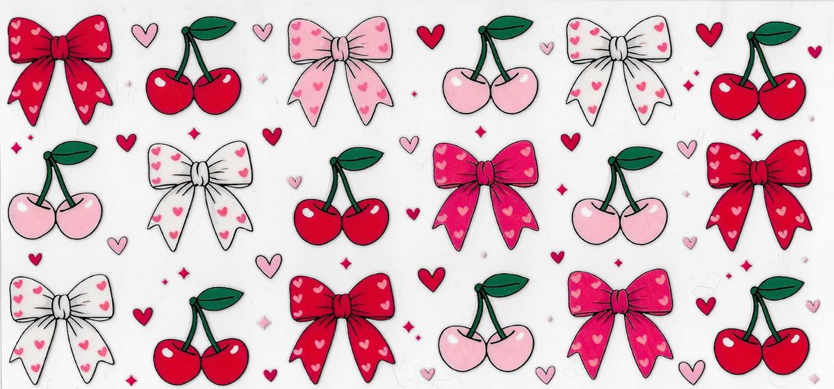 Red and Pink Bows and Cherries