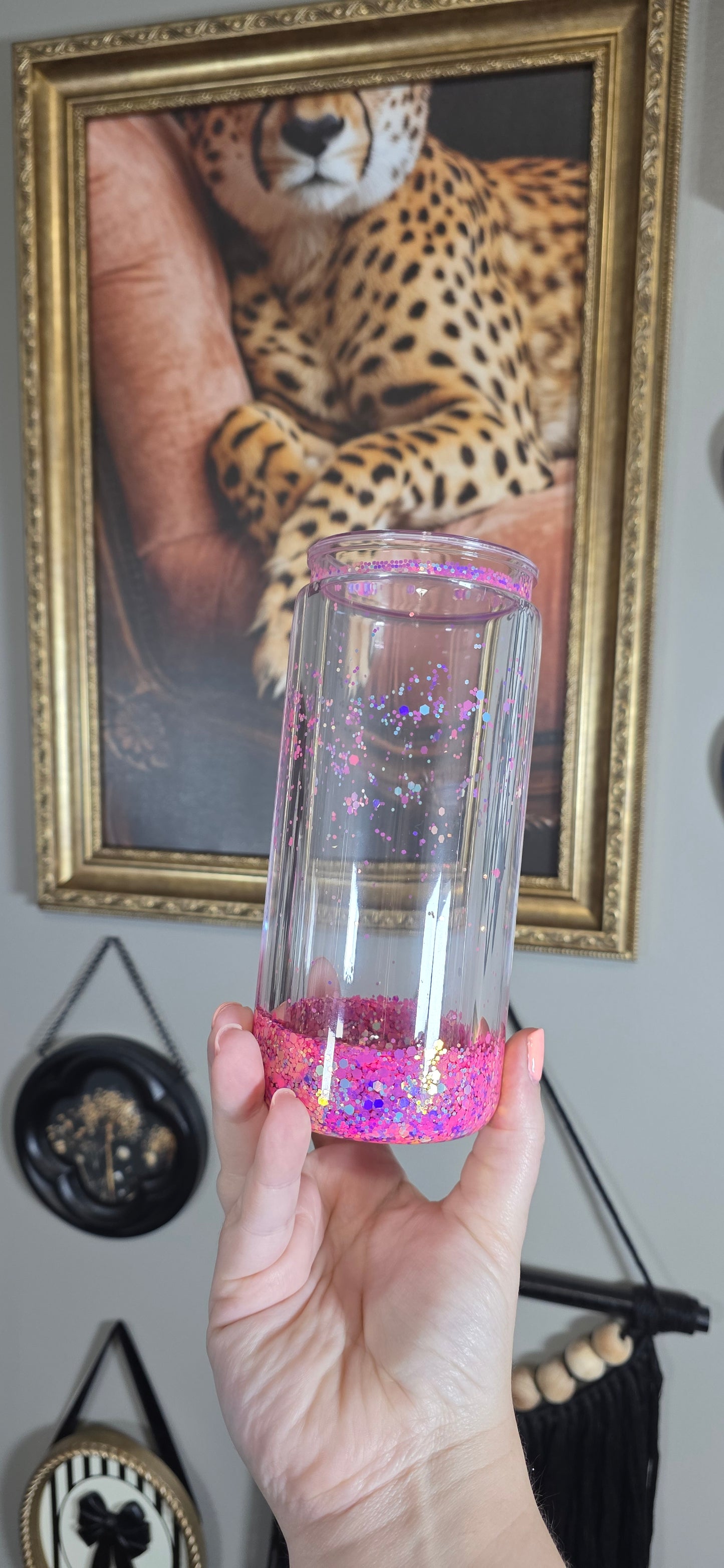 20 oz Slow Flow Pink Glitter