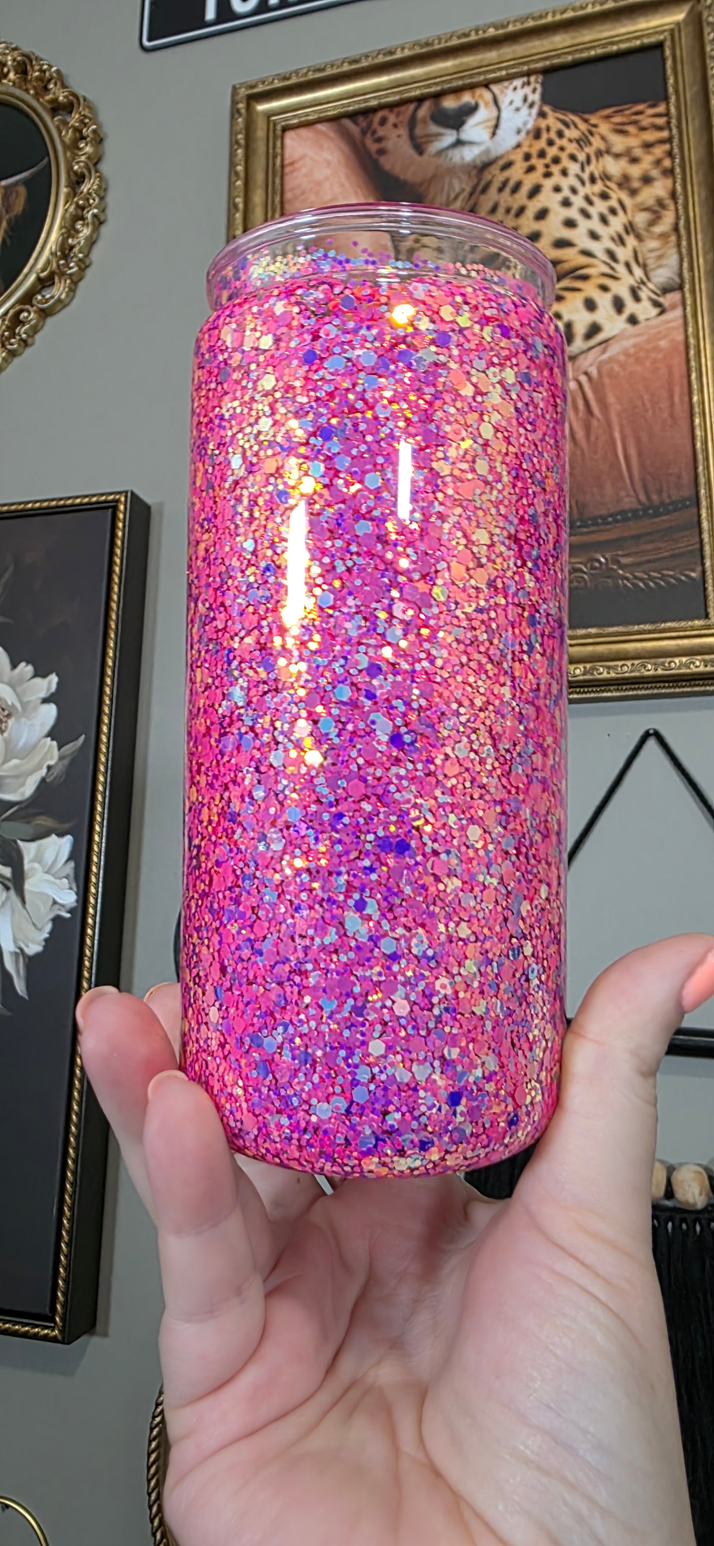 20 oz Slow Flow Pink Glitter