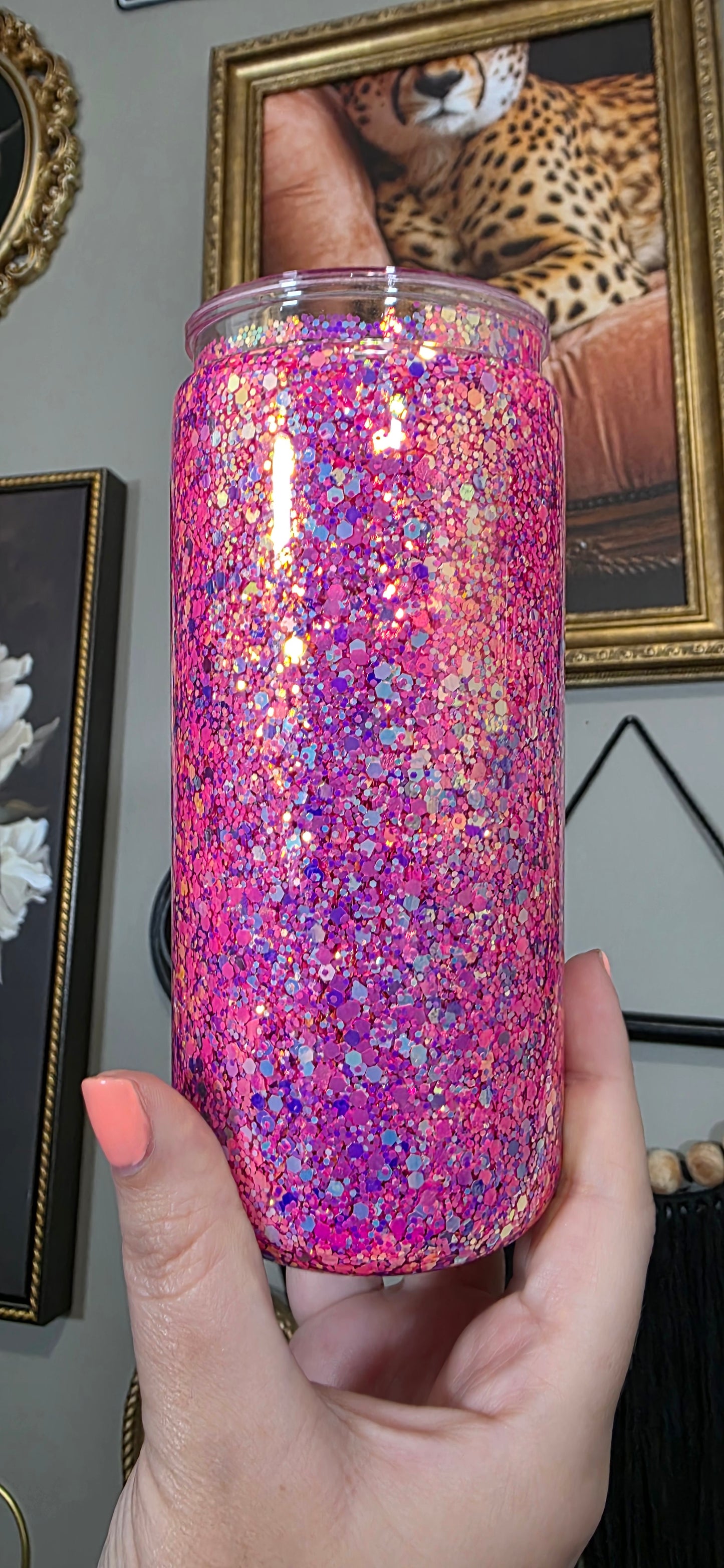 20 oz Slow Flow Pink Glitter