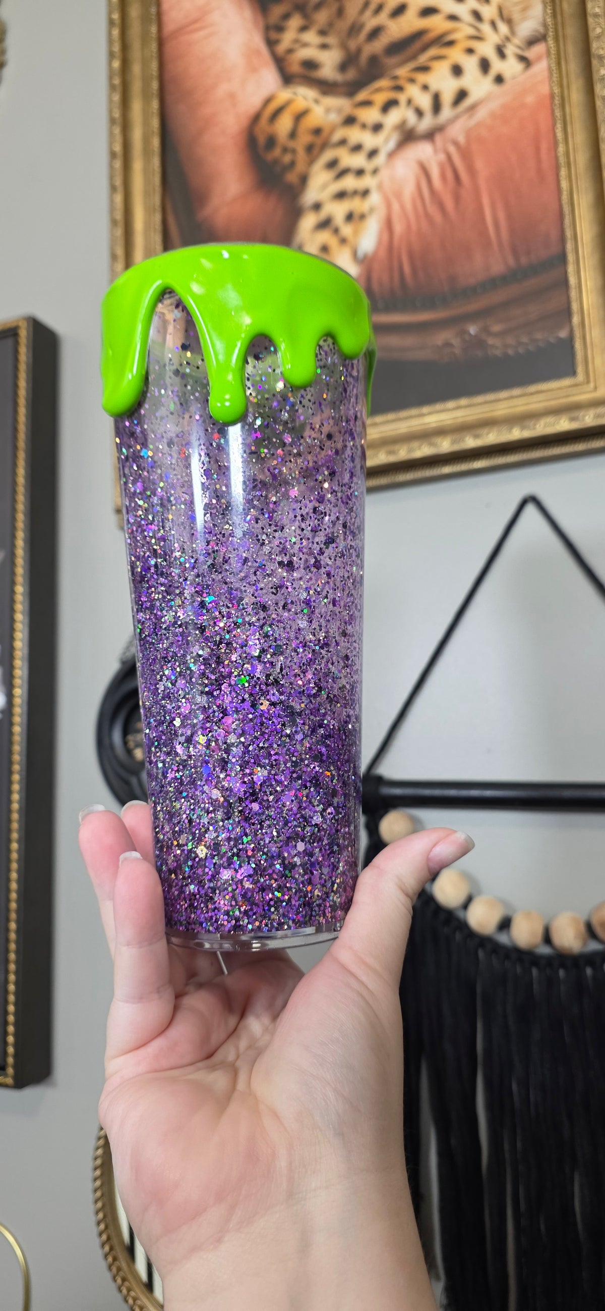 24 oz Purple Waterfall with Dimensional Green Drip