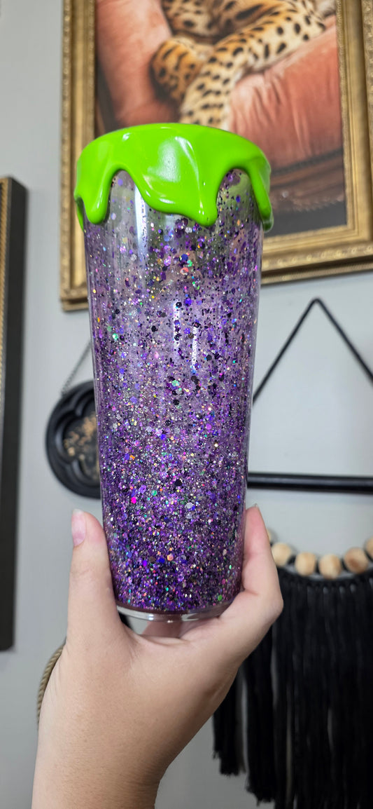24 oz Purple Waterfall with Dimensional Green Drip
