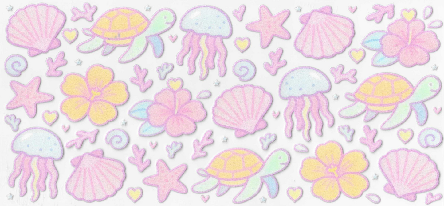 Pastel Shells, Turtles, & Jellyfish