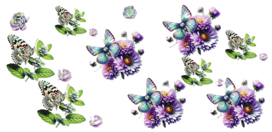 Butterflies & Purple Flowers