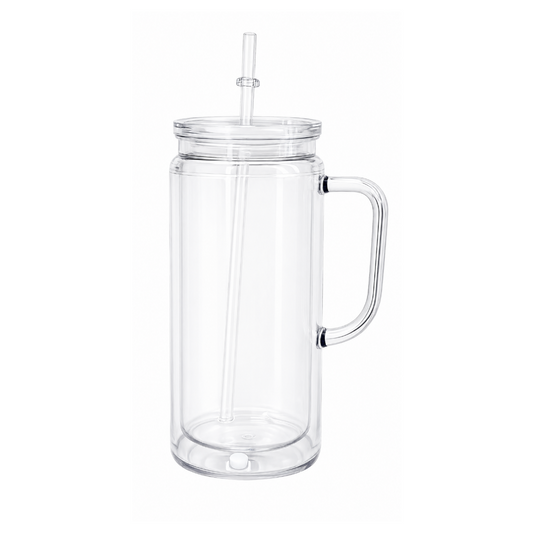 20 oz Can Acrylic Snow Globe Tumbler with handle