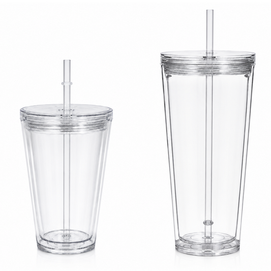 16 and 24oz Acrylic Snow Globe Tapered Tumblers